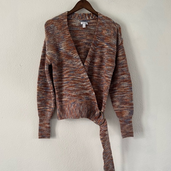 NINE WEST Oversized Wrap Sweater Small Belted Knit Coastal Boho Chic Eclectic - Picture 16 of 16